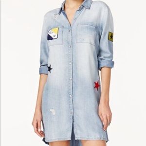 GUESS Charlotte Patched Denim Shirtdress